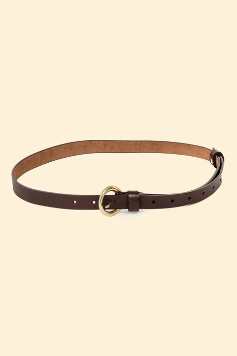 Circle Buckle Leather Belt