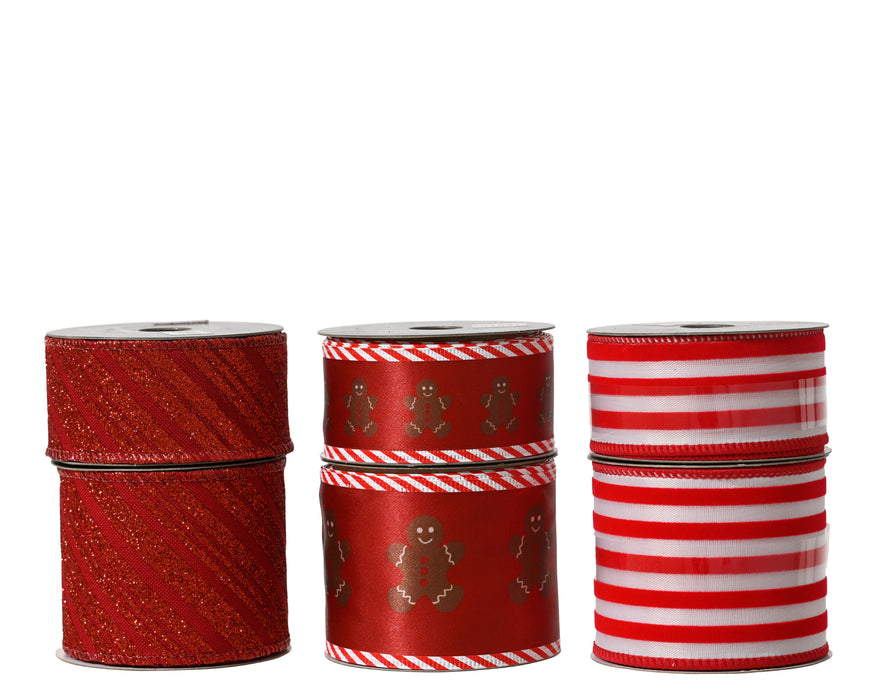 Ribbon Red/Gingerbread/Red & White Wide & Narrow