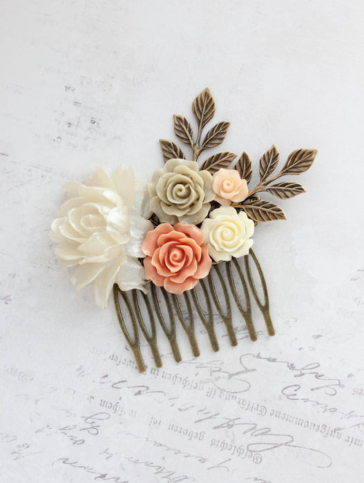 Flower Hair Comb | Vintage Style | Shimmering Ivory