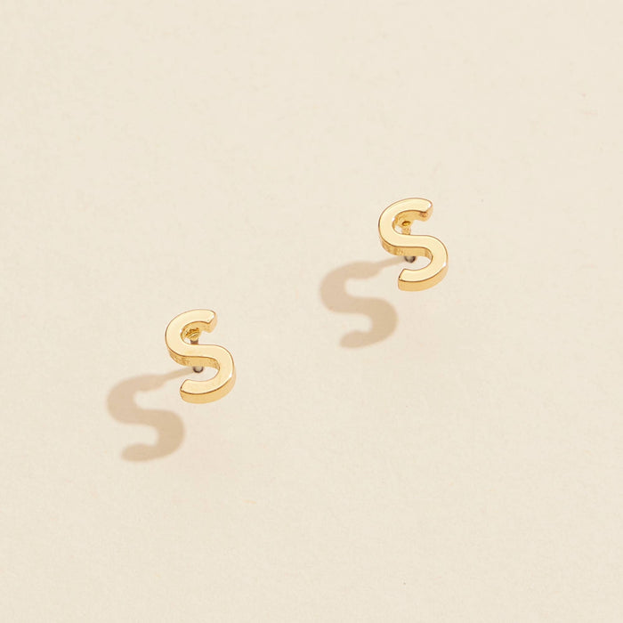 Initial Metal Stud Earrings 16 Assorted Pack