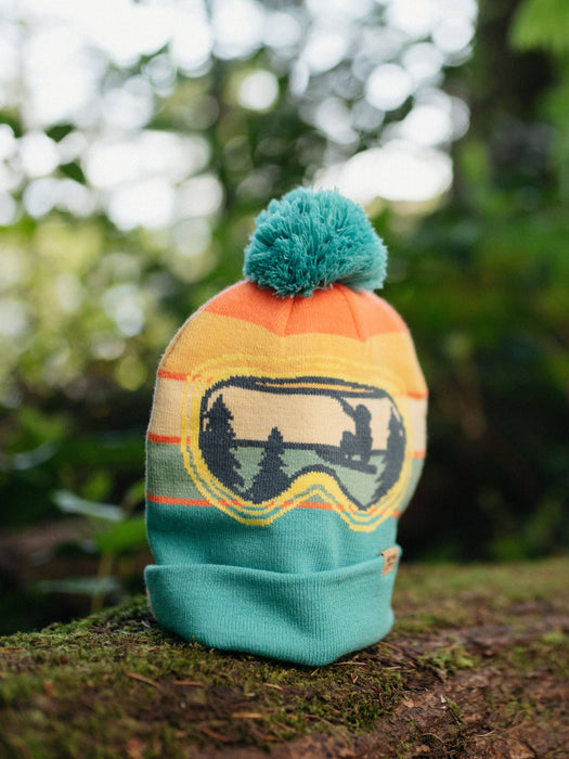 Snowboard Knit Beanie with Goggles Design Winter Hat for Skiing Snow Sports