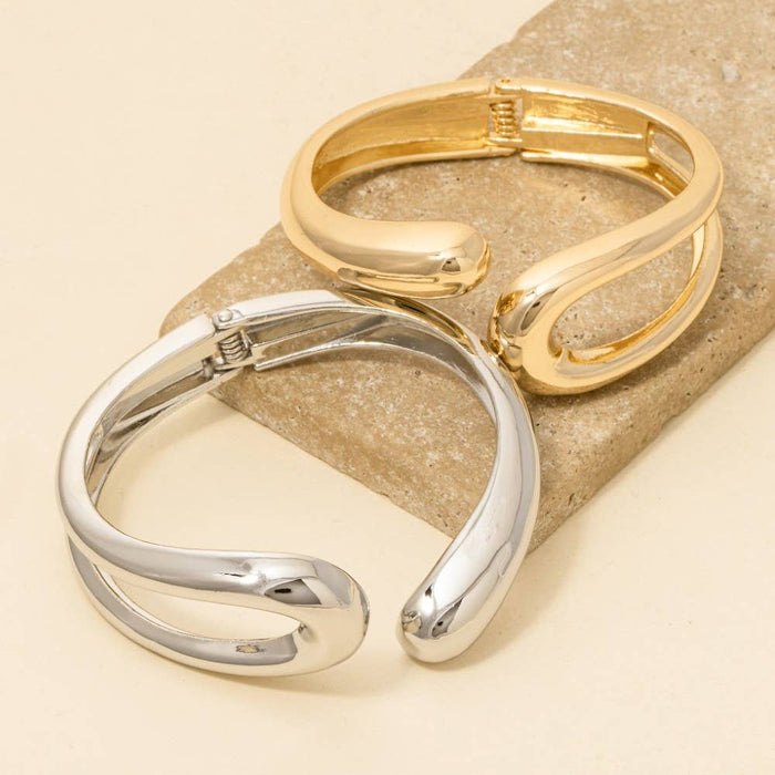 Contrasting Open Hinged Cuff Bracelet