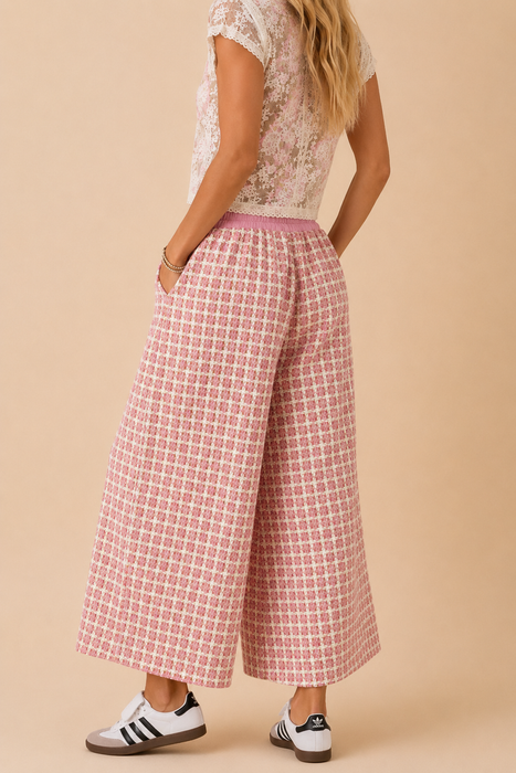 MUTLICOLOR TWEED FLARE CAPRI WIDE LEGH BOTTOMS