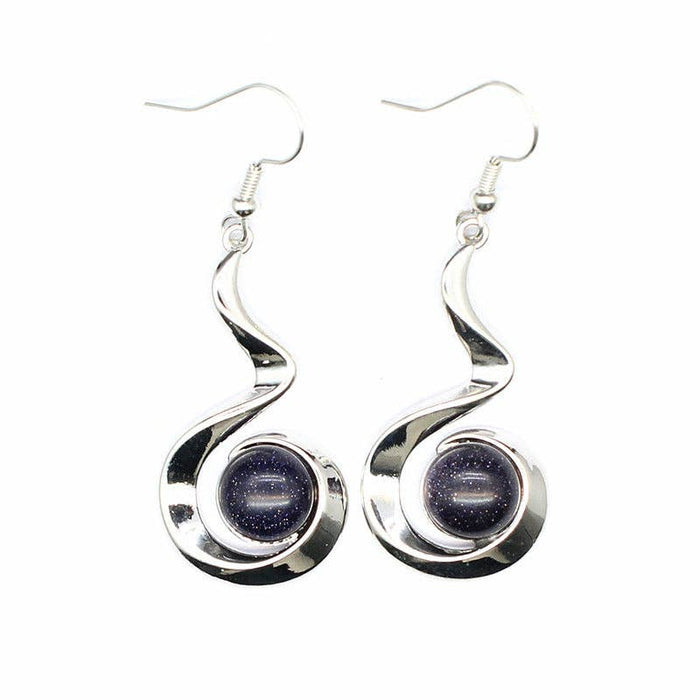 Geometric Dangle Earrings Inlaid with Natural Stone