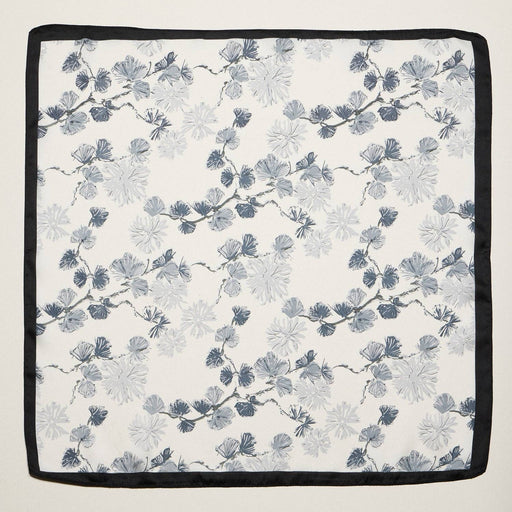 Delicate Floral Branch Square Scarf | Soft Botanical Print Silk-Feel Scarf