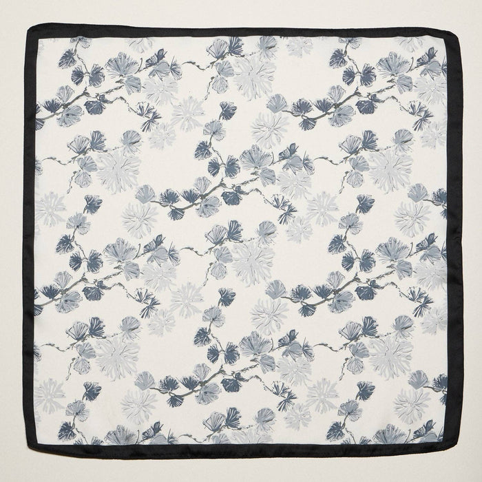 Delicate Floral Branch Square Scarf | Soft Botanical Print Silk-Feel Scarf