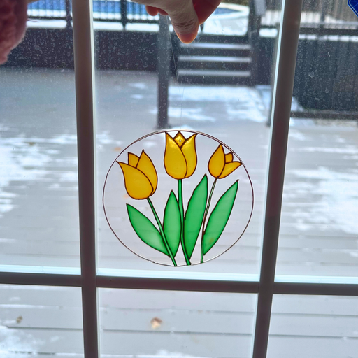Hand-painted Tulip Acrylic Suncatcher, 5” Floral Window deco