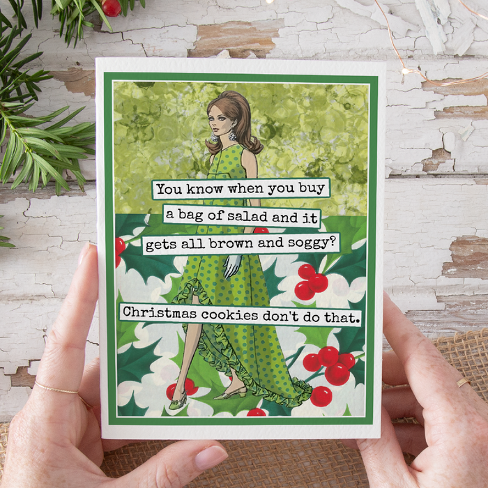 Funny Christmas Card. Salad all Brown and Soggy?