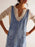 Denim scoop neck overall dress