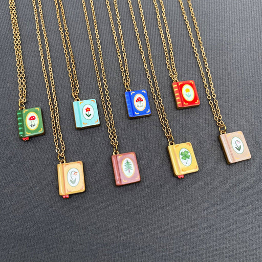 Enamel Book 18K Golden S.Steel Necklace