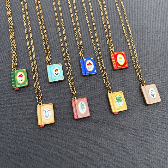 Enamel Book 18K Golden S.Steel Necklace
