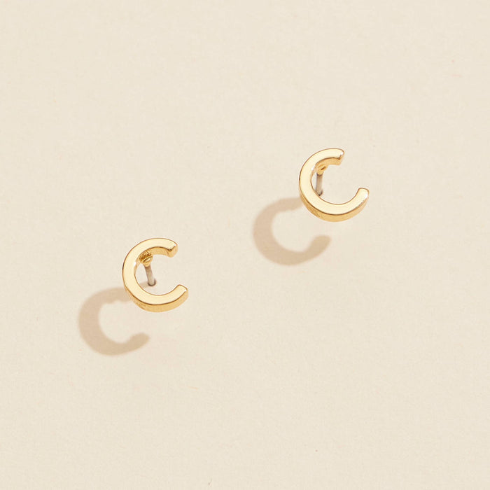 Initial Metal Stud Earrings 16 Assorted Pack