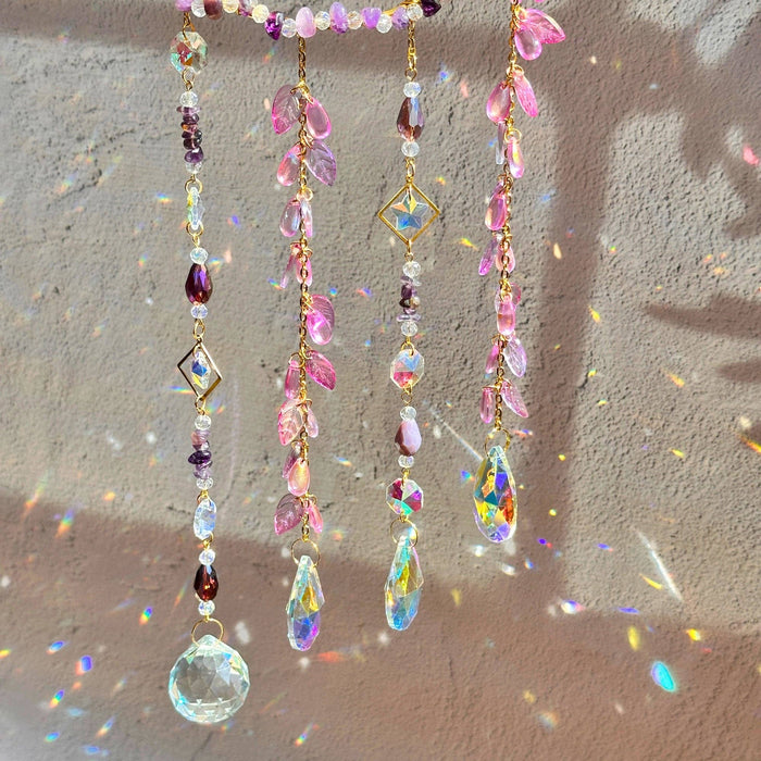 Whimsy Crystal Suncatcher: Amethyst, Aventurine, Rose Quartz