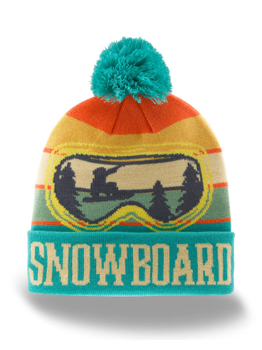Snowboard Knit Beanie with Goggles Design Winter Hat for Skiing Snow Sports