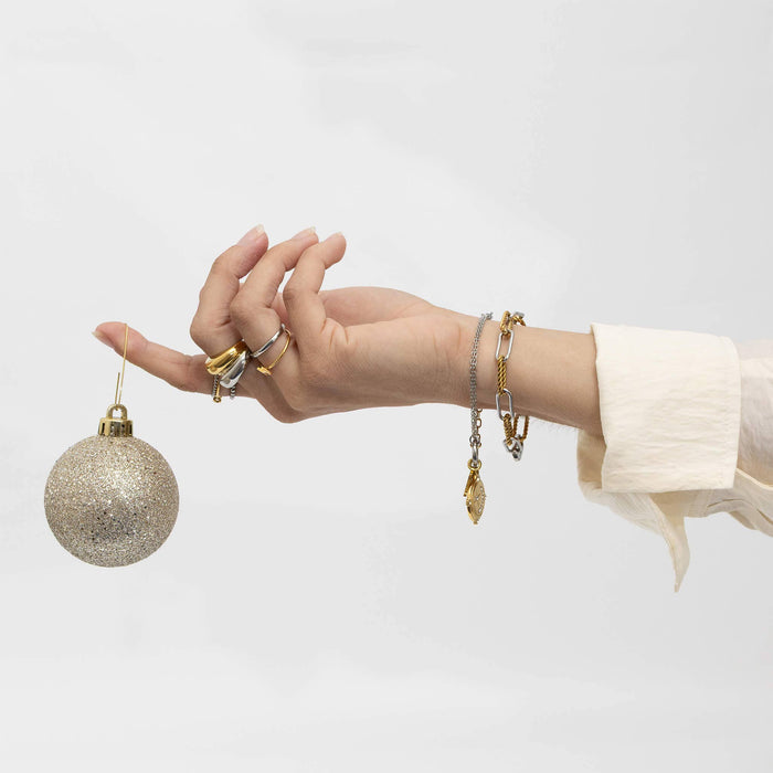 18K Gold Stainless Steel Mixed Metal Twist Chain Bracelet