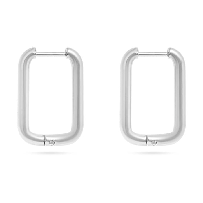 18K Gold PVD Rounded Rectangle Everyday Huggie Earrings