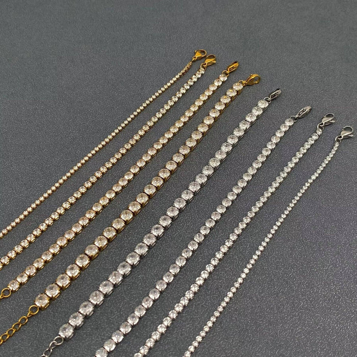 Sparkling Inlay CZ 18K Golden S.Steel Chain Bracelet - FGS