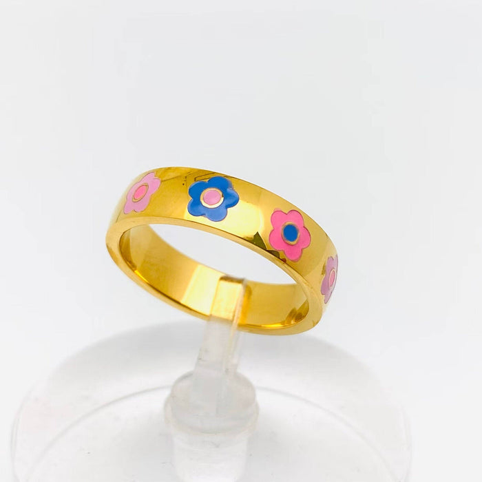 "Fuck You" Colored Enamel 18K Gold Plated Ring - FGS