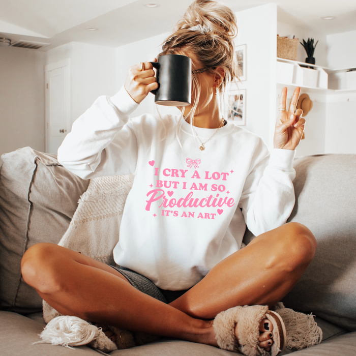 I Cry a lot Productive ADULT Sweatshirt | Taylor Swift Pink