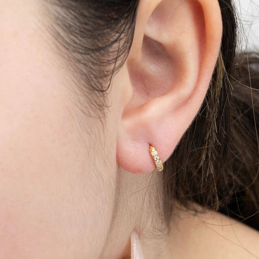 14K Gold Filled PLUS CZ Stone Huggie Earrings
