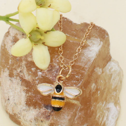 Bitsy Bee Gold Enamel Necklace