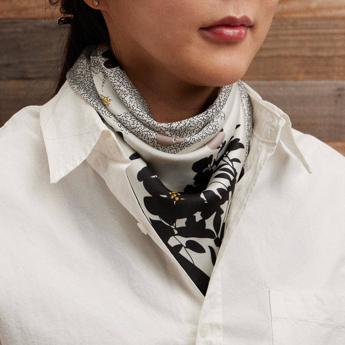 Minimalist Floral Silk Texture Square Scarf for Chic Styling