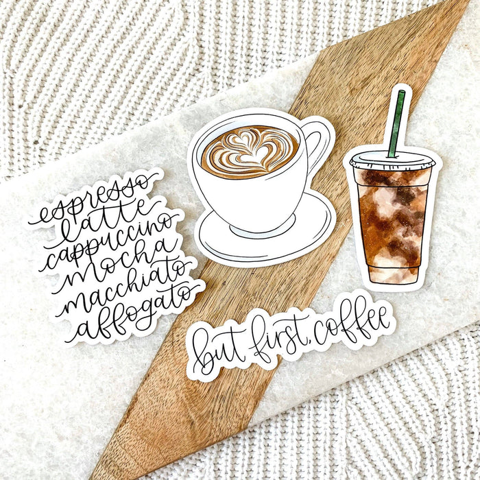But First Coffee Sticker, 4x1.25in