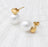 18K Gold PVD Stainless Steel 12mm glass Pearl Stud Earrings