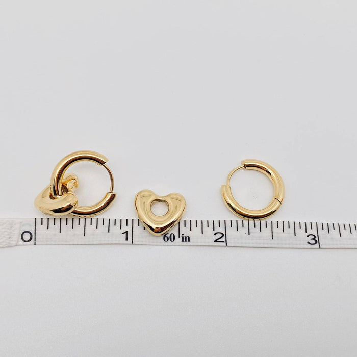 Heart 18K Gold Plated Stainless Steel Huggie Earrings