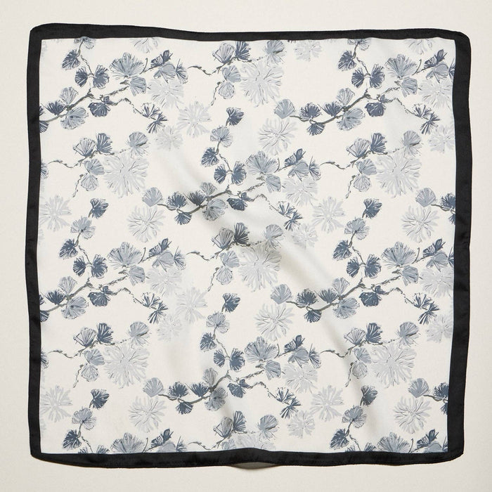 Delicate Floral Branch Square Scarf | Soft Botanical Print Silk-Feel Scarf