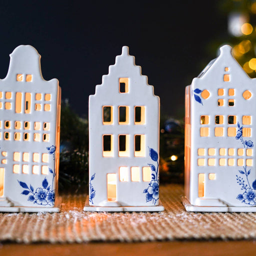 Delft bell house tea light holder