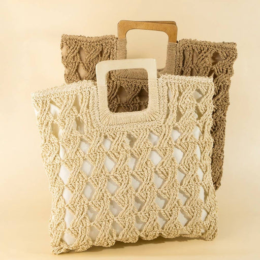 Square Straw Braided Tote Bag