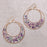 Purple Mint Posy Dried Flower Circle Earrings