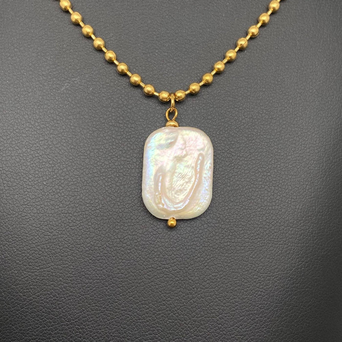 Pearl charm 18K Gold Plated Stainless Steel Necklace