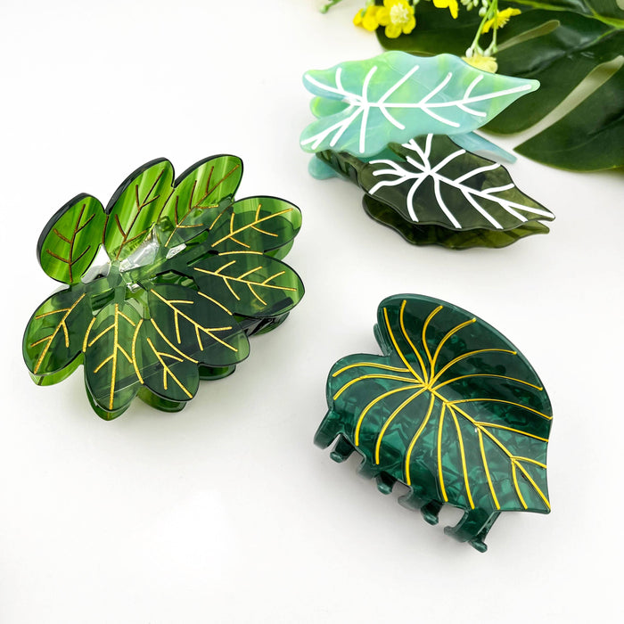 Acetate Leaf Hair Claw Clip, Monstera Leaf Hair Clip