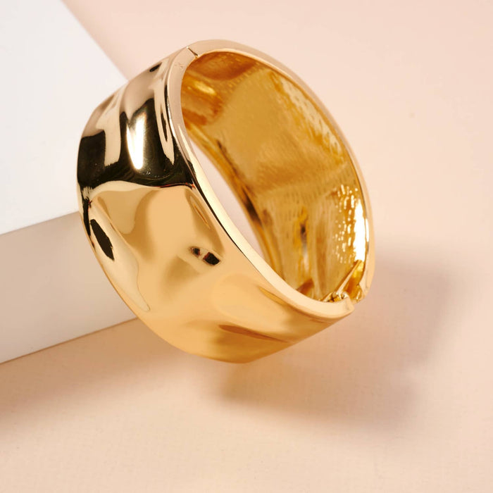 Irregular Basic Alloy Cuff Bracelet | Irregular Design Wide 18K Gold Plated Cuff Bracelet