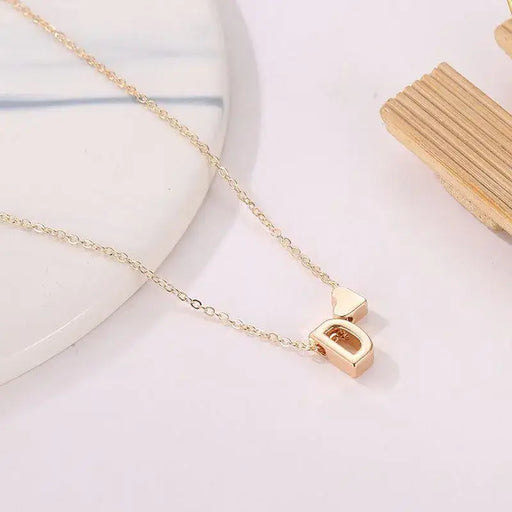 Initial Alloy Gold Pendant Necklace with Letter Heart Charm