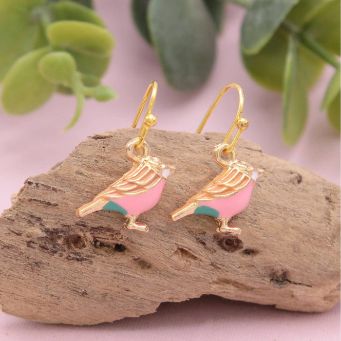 Morning Bird Colorful Gold Sparrow Earrings
