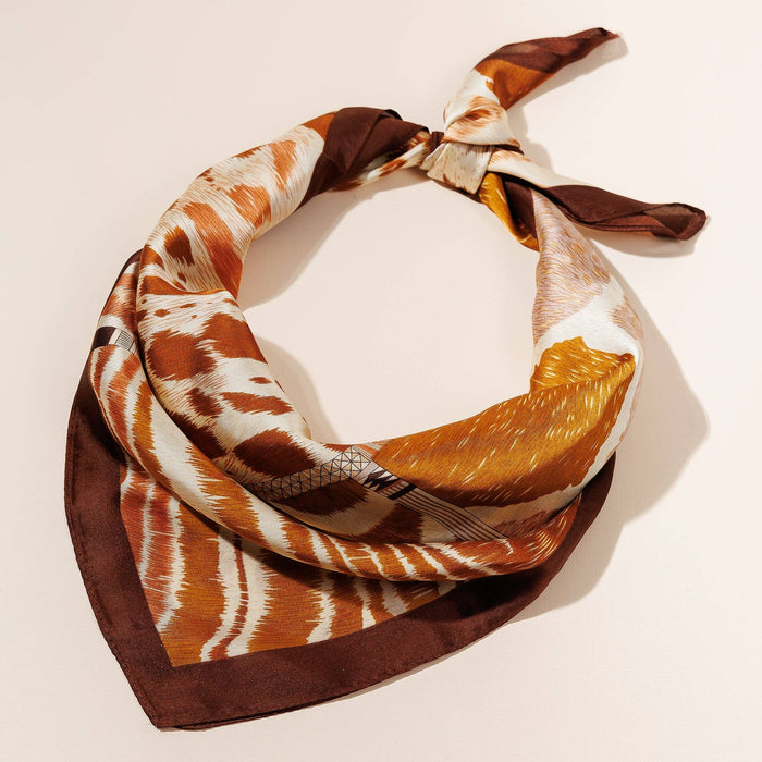Animal Print Polyester Silk-Feel Safari Square Scarf