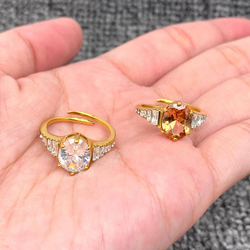 Sparkling Zircon 18K Gold Plated Stainless Steel Ring - FGS