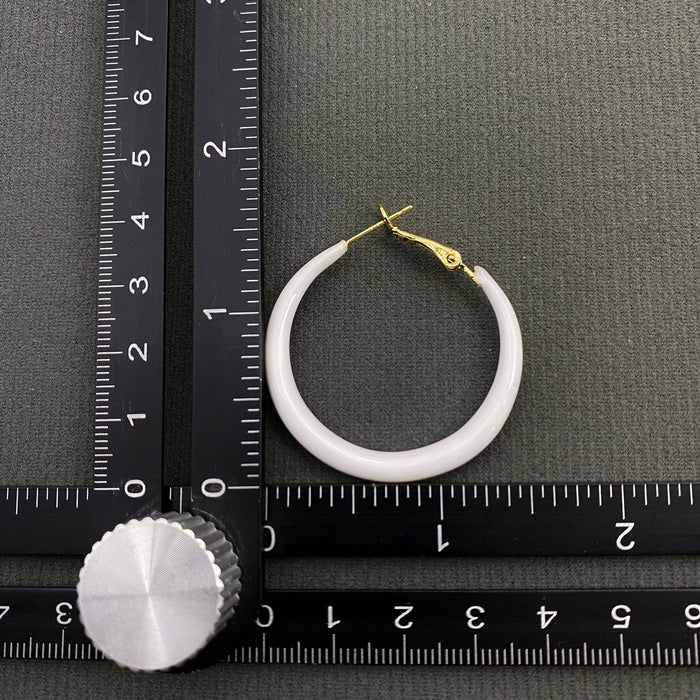 White Enamel Hoop Earrings