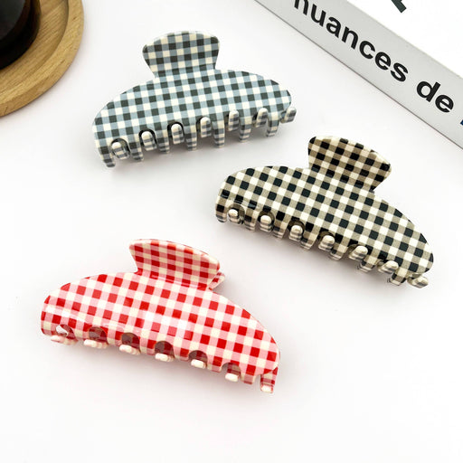 Minimalist Acetate Checkerboard Hair Claw Clip