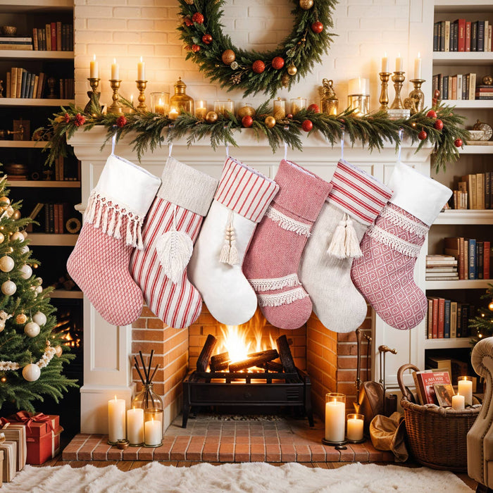 Red Tassel Bohemian Christmas Stockings