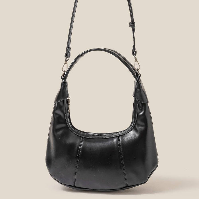 Faux Leather Round Multi Panel Hand Bag