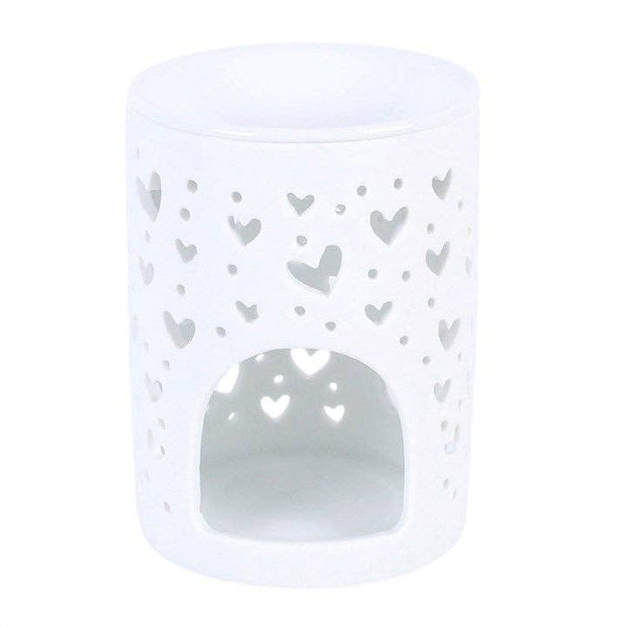 White Heart Cut Out Oil Burner and Wax Warmer