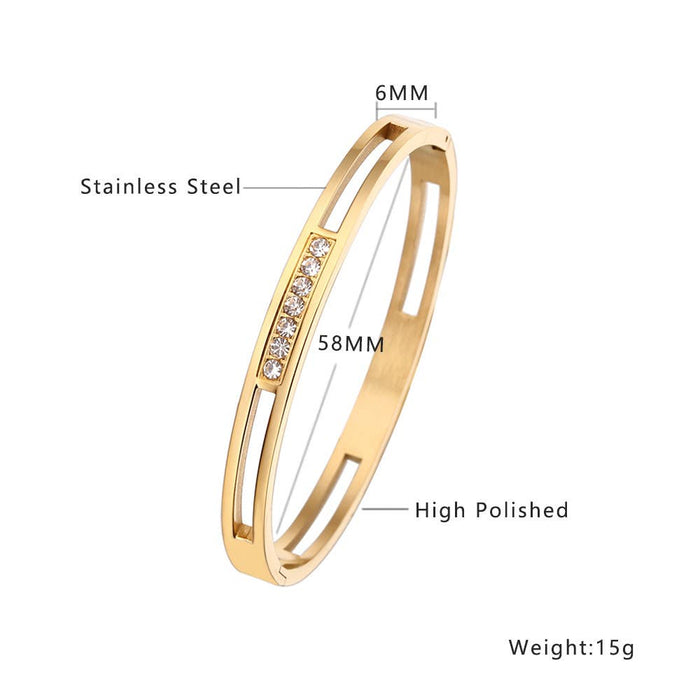 Multi Style 18K Gold Plated Stainless Steel Cuff Bangles-FGS