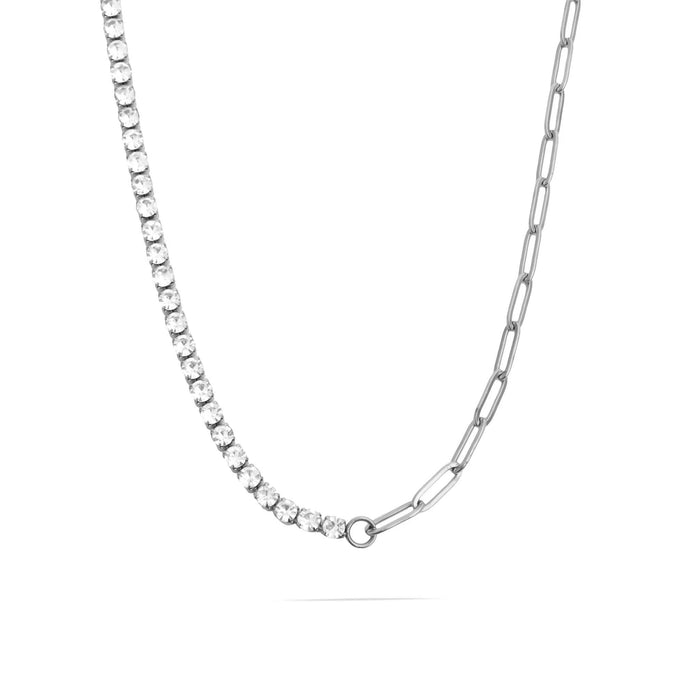 Paperclip Tennis Chain Split Necklace