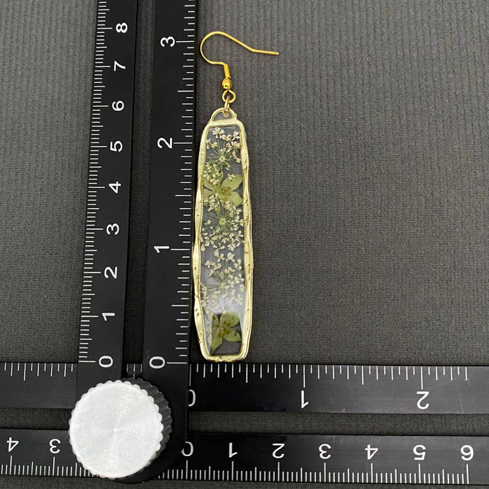 Queen Anne's Lace Dried Flowers Dangle Earrings