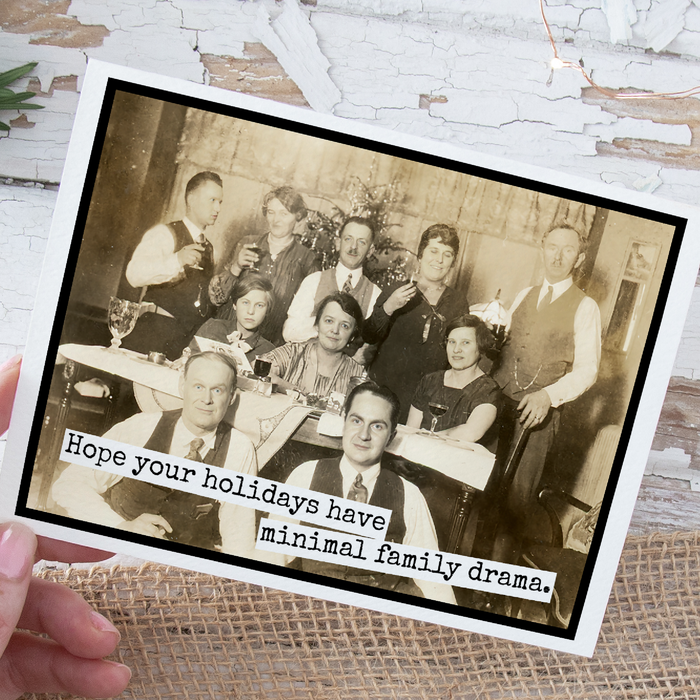 Funny Christmas Card. Minimal Family Drama.