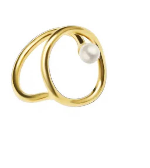 Ring- Sculptural Pearl Steel